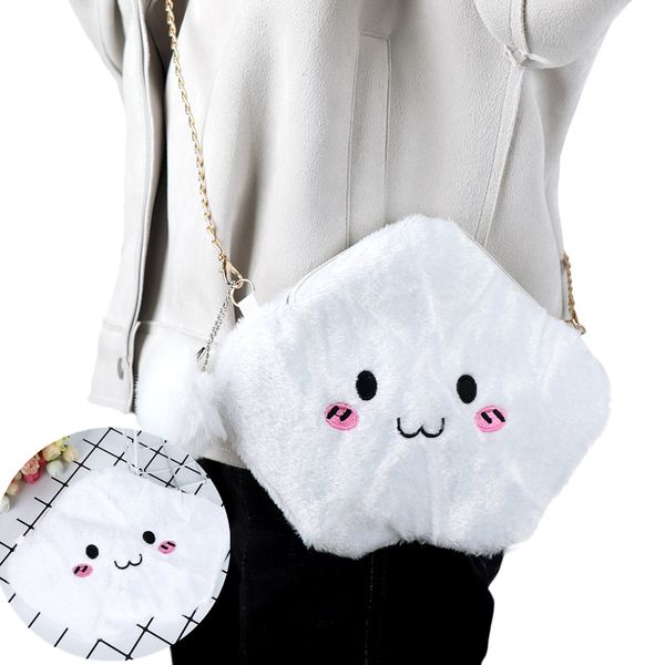 

cute plush clouds shoulder bags clutch handbags girls women mini cartoon faux fur clouds crossbody bag bolsa feminina