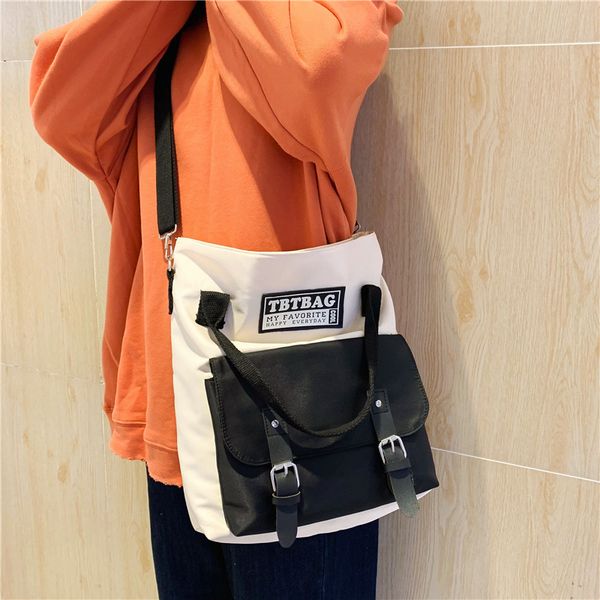 

2020 весной новое сшивание сумка женского портативный девушка студент большая емкость мешок холст