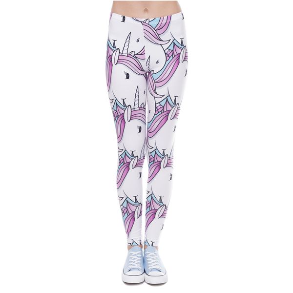 

3d print unicorns white leggings women causal jeggings leggins tayt fitness legging calzas mujer soft legins girls, Black