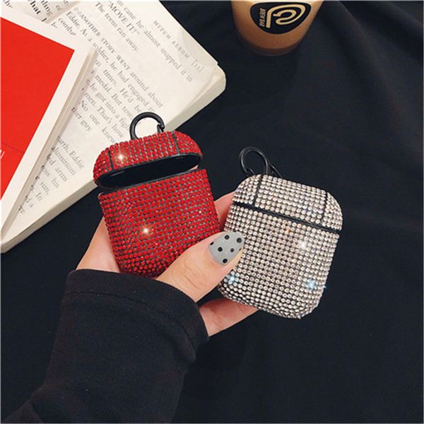 

crystal shining bing for airpods case for apple airpods 1/2 cover for air pods cover with anti lost hook clasp keychain with retail box