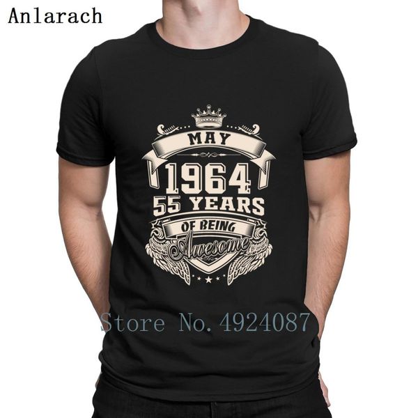 

born in may 1964 life begins at 55 t shirt creature men's big sizes spring autumn men's t shirts hiphop anti-wrinkle, White;black