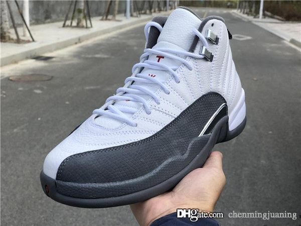 

2019 est air authentic 12 dark grey white basketball shoes retro real carbon fiber 12s men sports sneakers 130690-160 with box