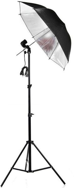 Freeshiping Photo Stuido Fotografia Conjunto Luz Estúdio Fotografia Luz Suporte para lâmpada Preto Prata Reflector Flash Estúdio Guarda-chuva 1PC 24W LED