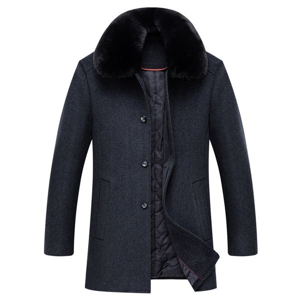 

2019 new big detachable fur collar men coat winter, Black
