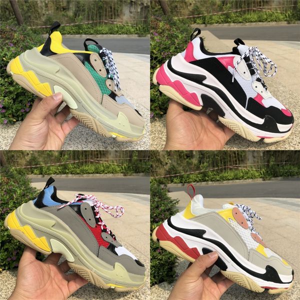 

platform luxury designer shoes triple s beige green yellow mens womens trainers sneakers paris 17fw designer shoes us 5.5-11, Black