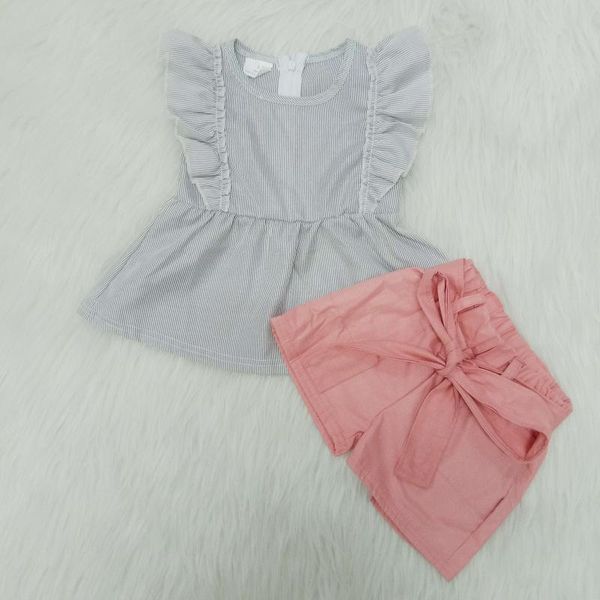 

boutique kids clothing new style short sleeve solid shorts summer little girl clothes, White