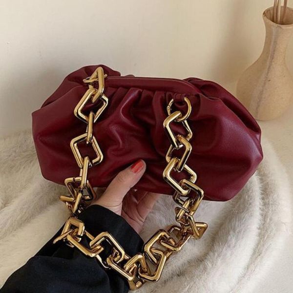 

elegant female soft crossbody bag 2019 winter new quality leather women's handbag vintage chain shoulder messenger bag