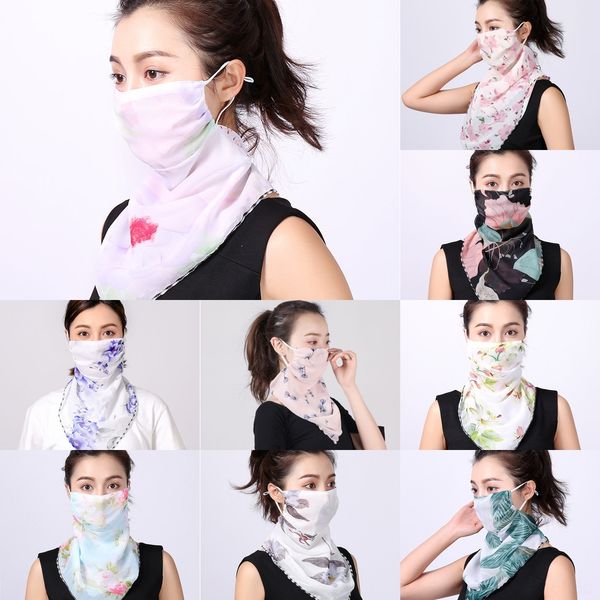 

6hg67 women scarf face windproof outdoor veil mask half mask dust-proof sunshade silk shawl scarf dust face ear type party masks, Black