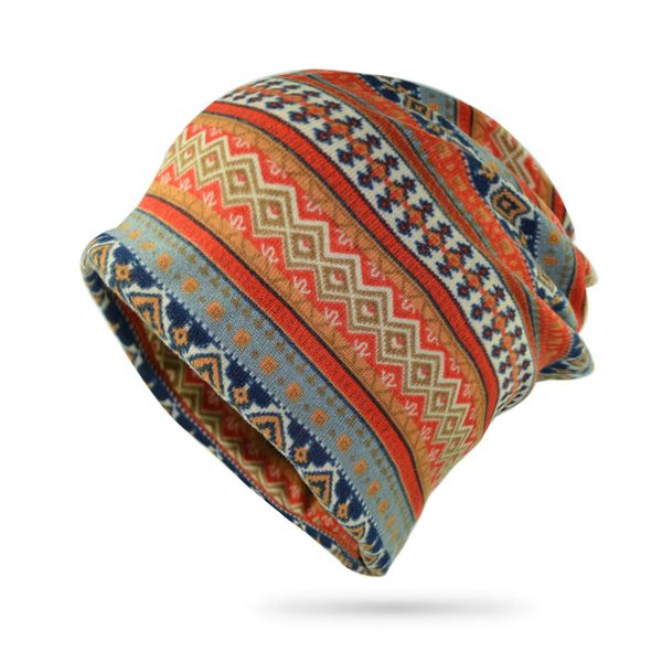 

women autumn winter lightweight folk style beanie turban hat for girls, Blue;gray
