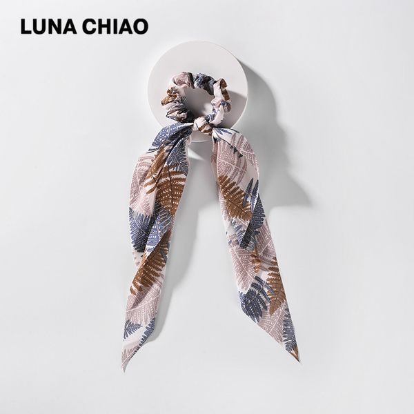 

chiao women hair scarf polyester head bandanas tropical monstera leaf printed fabric hair accessories ponytail holder