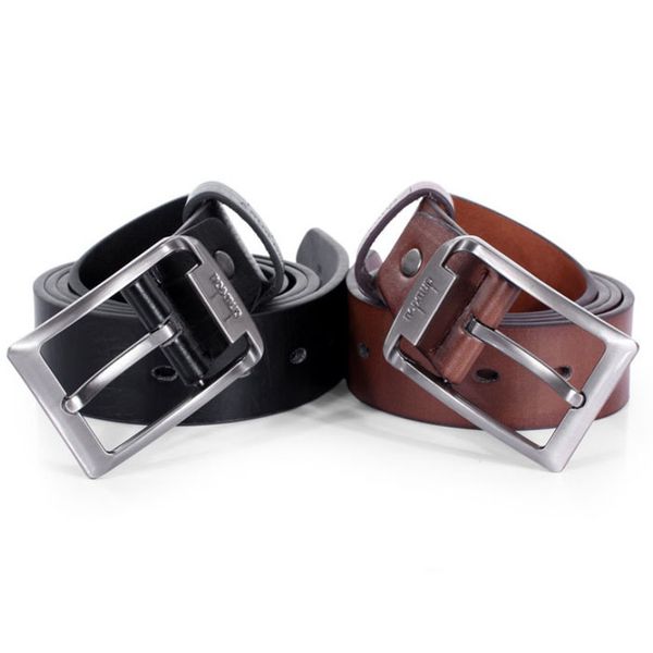 

belts mens leather single prong business casual metal buckle retro design belt original handmade jeans waistband #yl5, Black;brown