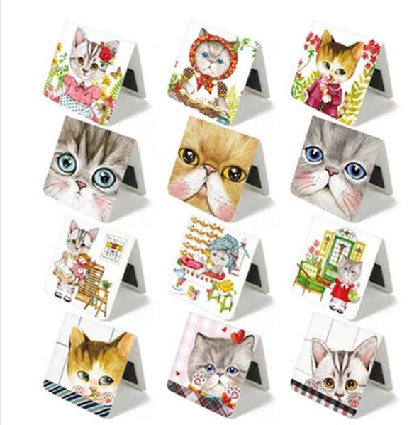 

12 pcs/lot cats magnetic bookmark creative cute cat magnetic bookmarks