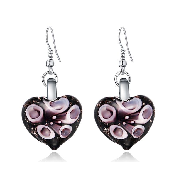 

jewelry italy murano glass inside flower sweet cute girl love earrings fashion cute shape with grain inside for girl 10pairs/lot, Silver