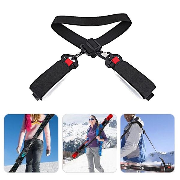 

adjustable skiing pole shoulder hand carrier lash handle straps porter hook loop protecting black nylon ski handle strap bags