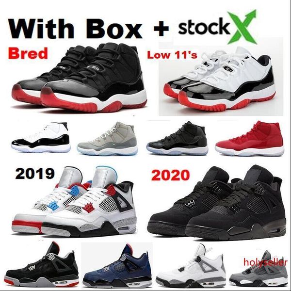 

new 2020 black cat 4s bred 11s low mens basketball shoes unc concord 45 red cement pure money royalty cool grey men sneakers what the