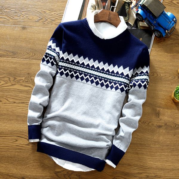 

men's autumn winter warm casual slim sweater round neck knitwear male fashion long sleeve pullover, White;black
