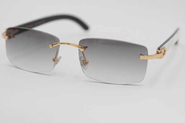 

new style 8200757 glasses genuine natural black and white vertical stripes buffalo horn rimless 8200758 sunglasses 2019 unisex, White;black