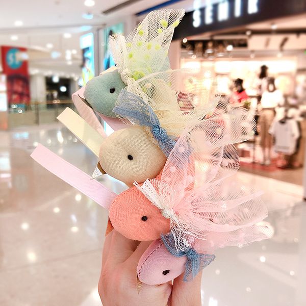 

новые дети милые конфеты хлопок кружева птица лук hairbands повязки для волос девушки прекрасный резиновый обруч для волос малыш сладкий акс, Slivery;white
