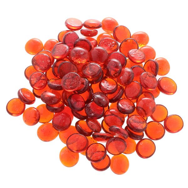 

100pcs flat glass marble pebbles vase fillers decor orange