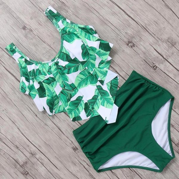 

high waist swimsuit ruffled bikini set print swimwear women beach bathing suit push up bandage bikini maillot de bain femme, White;black