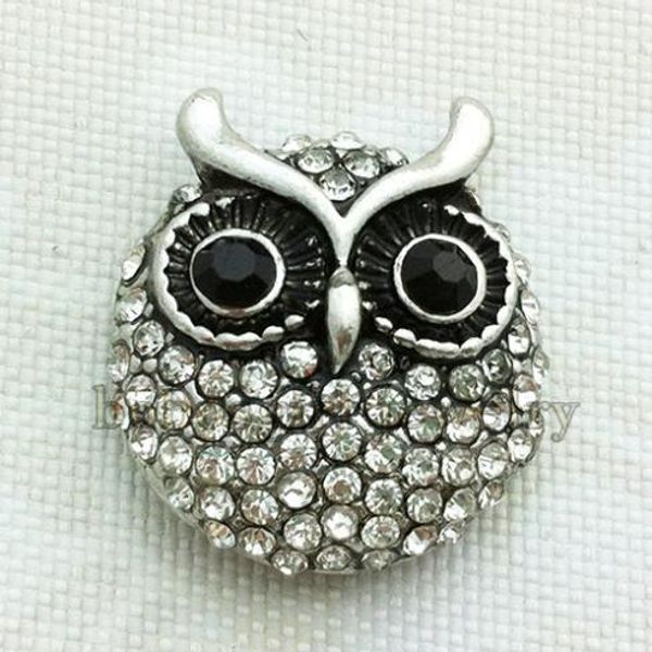 

wholesale- 18mm owl metal snap button jewelry for bracelet (fit 18mm snap, Silver