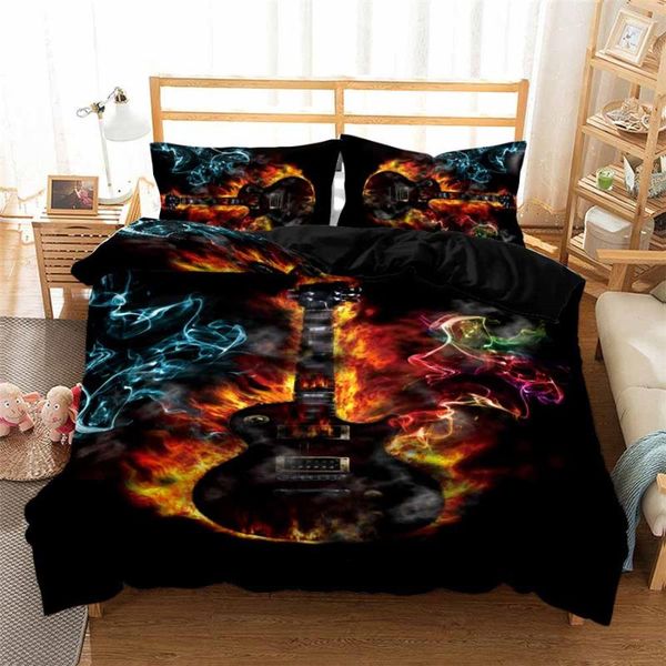 

helengili 3d bedding set guitar print duvet cover set bedcloth with pillowcase bed home textiles #jt22