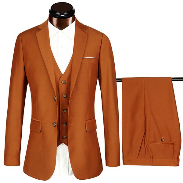 

2020 brand men suits wedding classic 2 button brown suits 3 pcs terno masculino slim fit blazer male formal business set, White;black