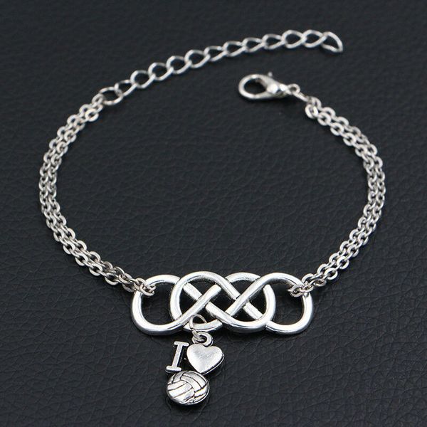 

новый я люблю волейбол подвески серебряные подвески любовь бесконечный браслет мотаться мужская мода сплава цинка античное серебро мужчины ж, Golden;silver