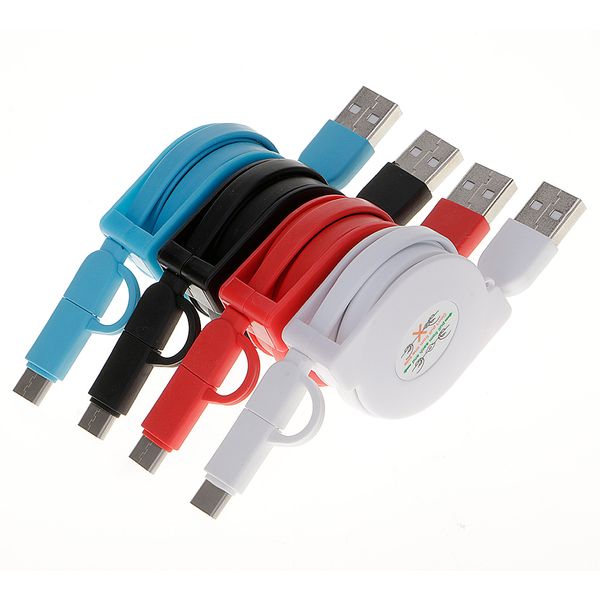 

2in1 type c male micro fast charging data cable flexible type-c usb charger cable for apple macbook