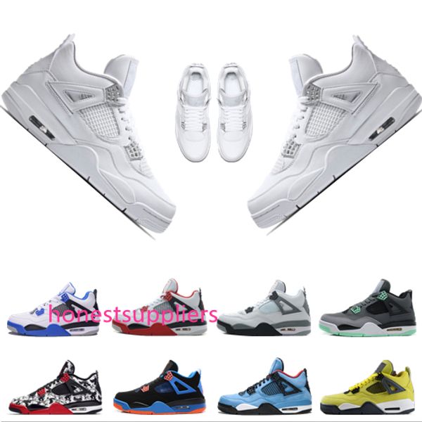 

with 2019 new 4s mens basketball shoes 4s white cement black red 4 superman fashion sports shoes designer sneaker