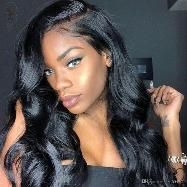 

body wave lace front human hair wig 13x6 brazilian remy hair glueless lace front wigs with baby hair natural color 8-24, Black