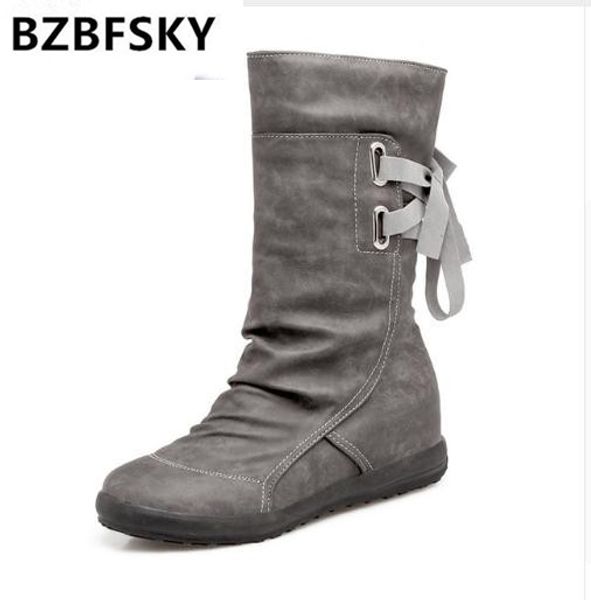 

bzbfsky2018 women boots winter shoes warm women snow boots flat resistant plush for mid-calf size 34-44, Black