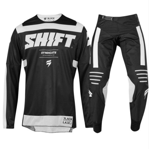 

wholesale new mx 2019 3lack label strike blue black jersey pants motocross gear set jersey + pants racing gear combination, Black;blue