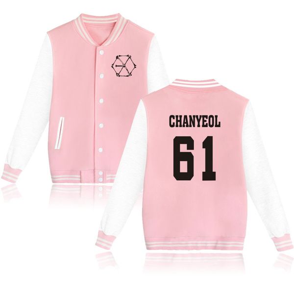 

exo kpop monster printed baseball jacket men women hoodies sweatshirts casual long sleeve jackets coats, Black;brown