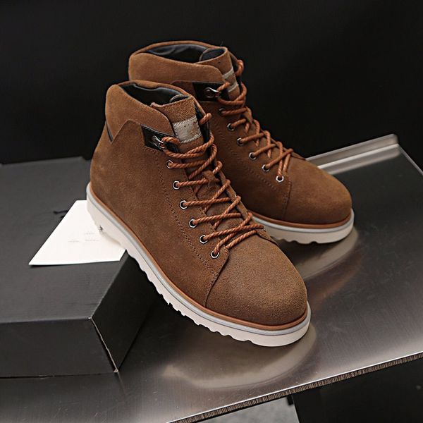 

men boots genuine leather ankle boots men winter work shoes men military fur snow shoes, Black