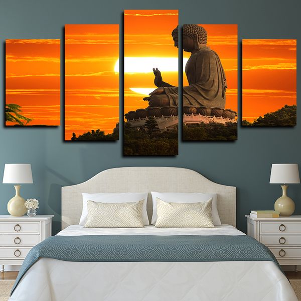 2019 Canvas Wall Art Sunset Buddha Pictures Buddhism Paintings Print On Canvas Oil Painting Poster For Living Room Home Decor From Home Textiles