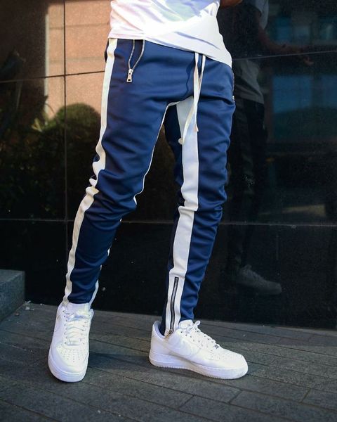 

mens joggers casual pants fitness men sportswear tracksuit bottoms skinny sweatpants trousers black gyms jogger track pants