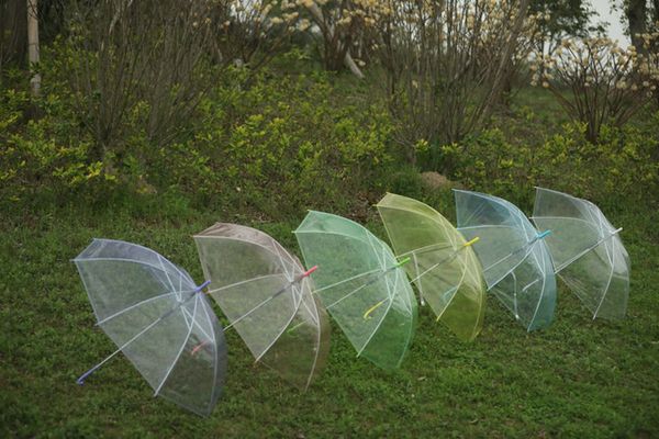 

outdoor transparent umbrella clearance wedding decoration dome shape long-handle automatic pink blue umbrella dhl