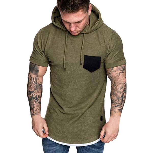 

new design sport running shirts men hooded t-shirt solid short sleeve fitness tshirt clothes jogging rashgard men gym shirts, Black;blue