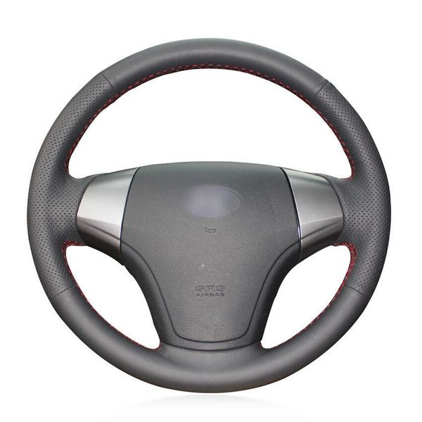 

for hyundai elantra 2008 hand-sewn steering wheel cover black artificial leather