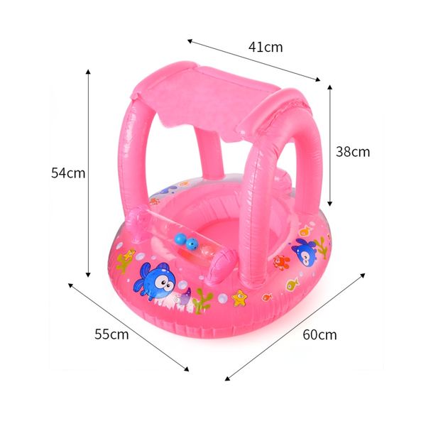

baby inflatable float swim seat boat with sun shelter summer kids ride on swim ring infant water play swim pool accessories