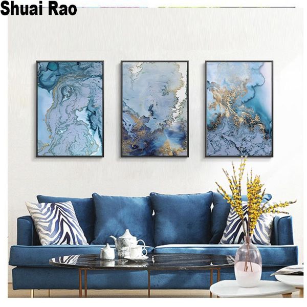 

diy hobby diamond embroidery golden blue gold foil 3pcs abstract diamond painting full picture of rhinestones art gift