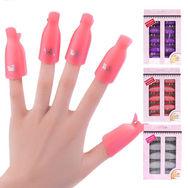 

10pcs plastic nail art soak off cap uv gel polish remover wrap nails tool kit