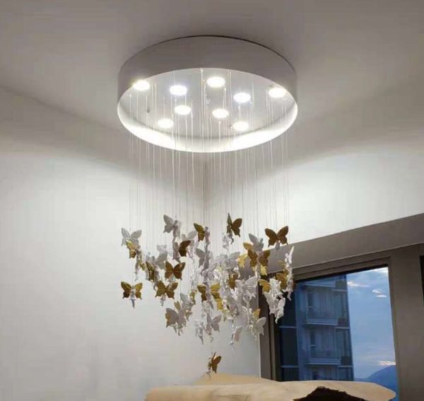 

creative butterfly chandelier round long ceiling lamp resin butterfly lighting for staircase showcase bedroom l hall