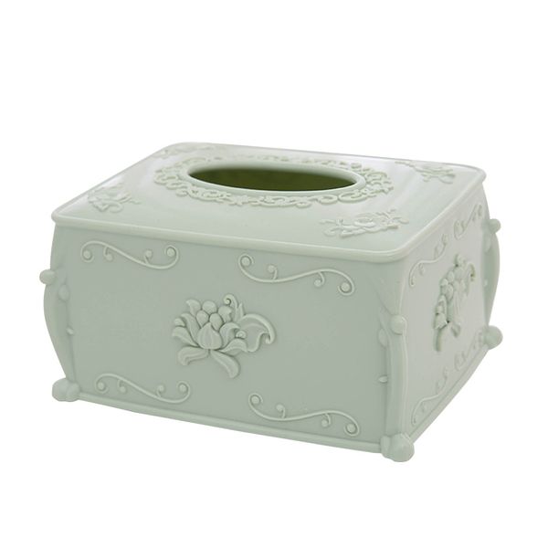 

european style rectangle napkin box carving plastic tissue holder paper towel boxes for car home l (green
