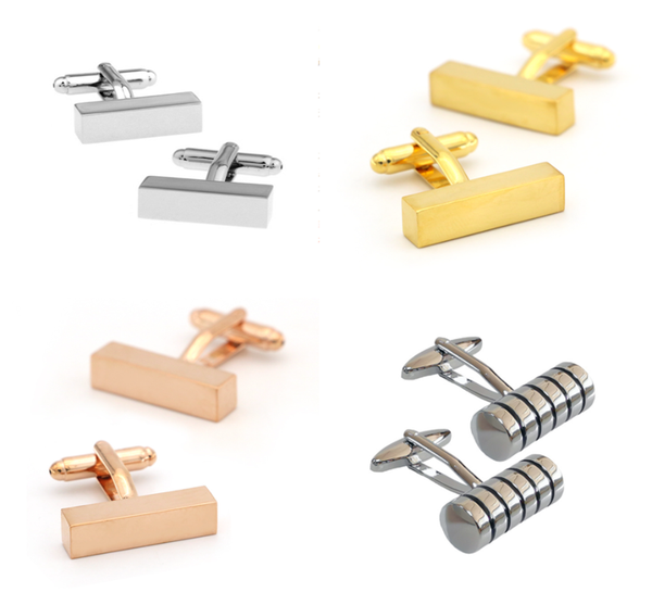 

10pairs/lot classic silver cylinder cufflinks gold/rosegold cuboid cuff links copper plating cuff button men's jewelry business, Silver;golden