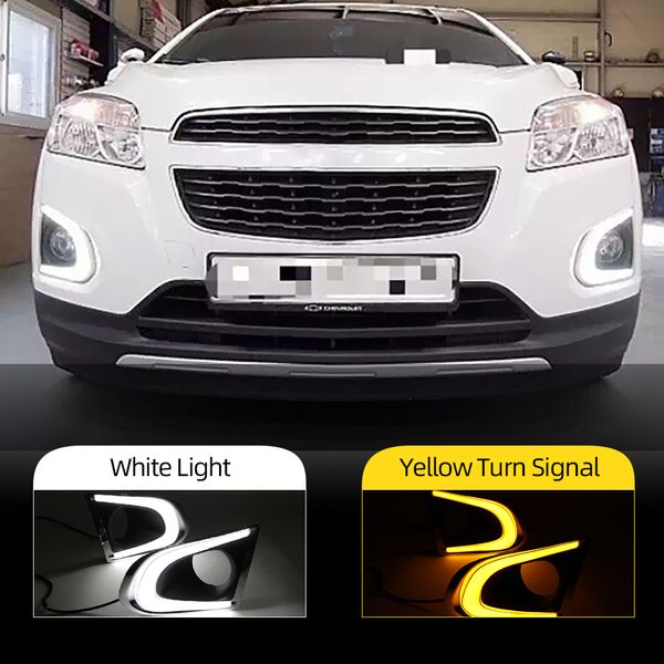 

2pcs led daytime running light for chevrolet trax 2014 2015 2016 drl accessories with turn signal light fog lamp cover