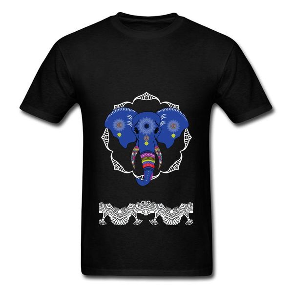 

2020 unique mandala elephant black blue t-shirts for male short sleeve men's cartoon print cotton t shirt cool, White;black