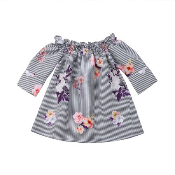 

2018 малыш baby girls dress одежда младенческой малыш цветочный полосатый с длинным рукавом принцесса вечерние платья лето милый костюм прод, Red;yellow