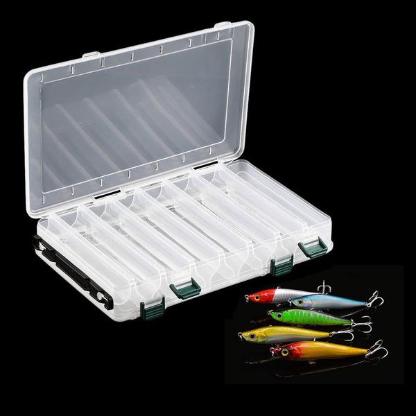 

new double layers transparent fishing lure bait tackle storage box case container